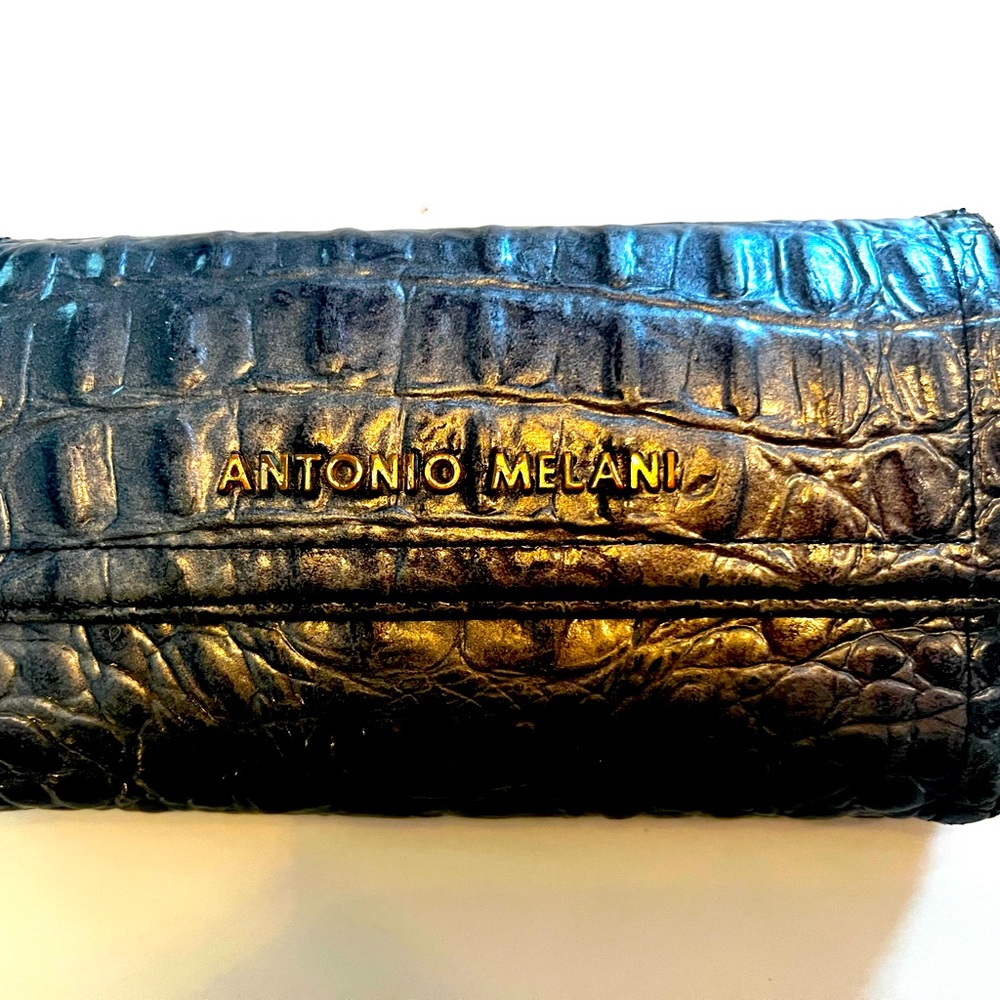 Antonio Melani blue croc leather fill wallet.